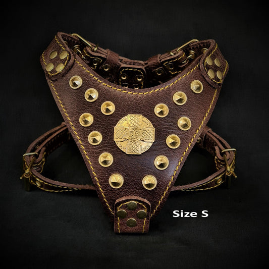 The ''Maximus'' harness Brown & Gold Small to Medium Size-1